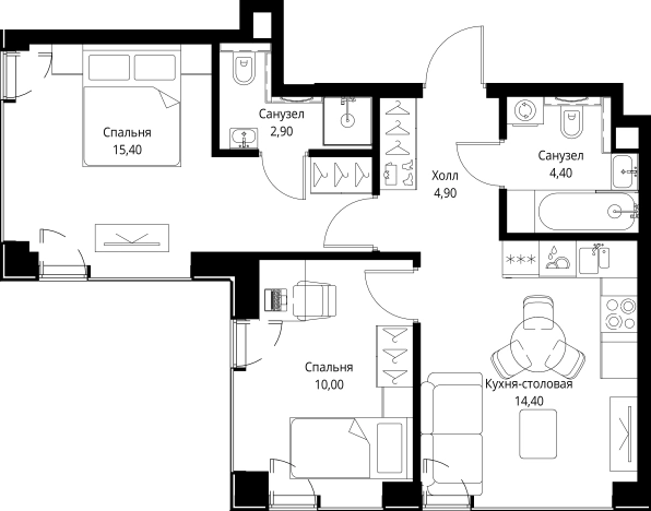 Купить двухкомнатную квартиру в новостройках в ЖК VEER в Москве. Вариант № 10380777, 0, площадь -  квм, цена 32864000 рублей