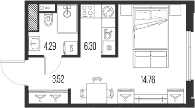 Купить Студию у метро Горный институт в Санкт-Петербурге. Вариант № 4837975, 0, площадь -  квм, цена 12074300 рублей