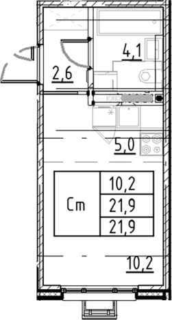 Купить Студию у метро Купчино в Санкт-Петербурге. Вариант № 7597663, 0, площадь -  квм, цена 5650528 рублей