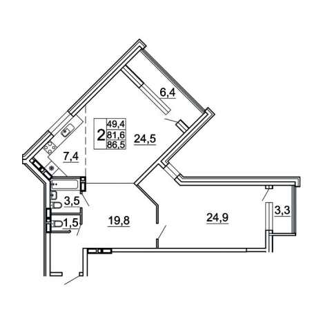 Купить двухкомнатную квартиру на улице Лесная в Владивостоке. Вариант № 9416689, 0, площадь -  квм, цена 13998065 рублей