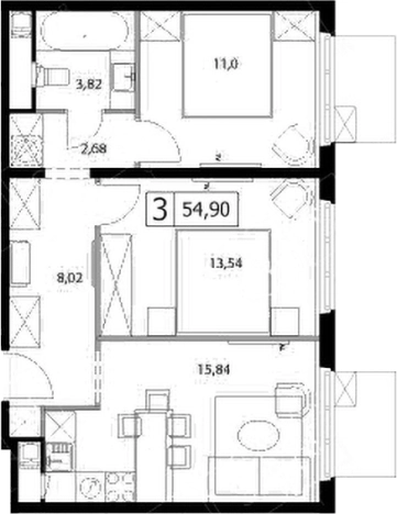 Купить трехкомнатную квартиру в Видном. Вариант № 5833550, 0, площадь - квм, цена 11995254 рублей