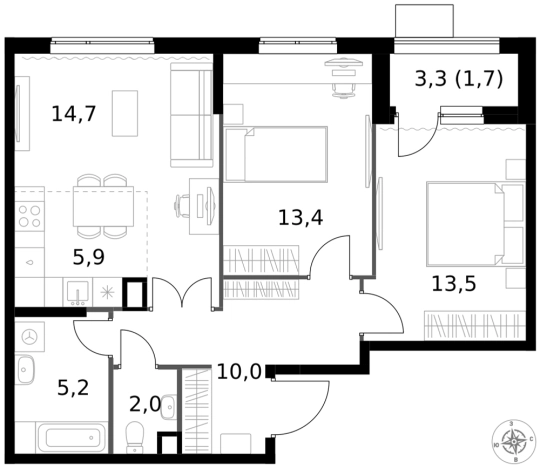 Купить квартиру в ЖК 1-й Измайловский в Москве. Вариант № 9714982, 0, площадь - квм, цена 24162960 рублей