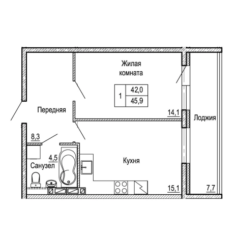 Купить однокомнатную квартиру в районе Ленинский в Владивостоке. Вариант № 10074052, 0, площадь -  квм, цена 6890421 рублей
