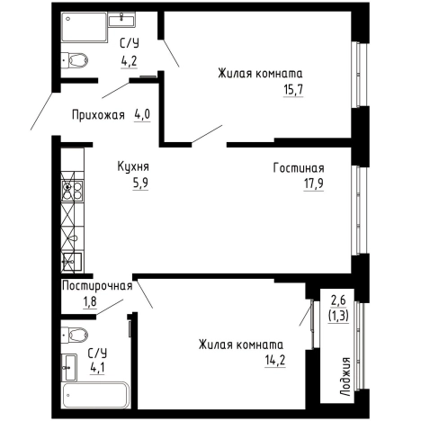 Купить двухкомнатную квартиру в ЖК "7Я" в Владивостоке. Вариант № 9769316, 0, площадь -  квм, цена 15664970 рублей