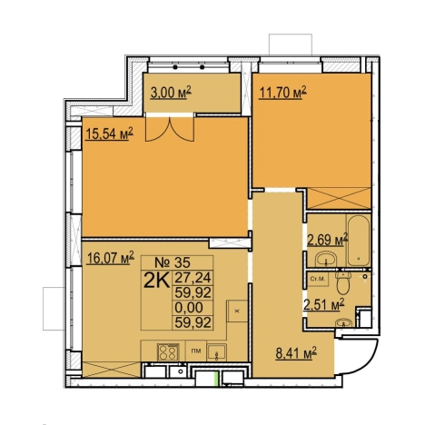 Купить квартиру в ЖК Мед в Нижнем Новгороде. Вариант № 139218, 0, площадь -  квм, цена 8349840 рублей