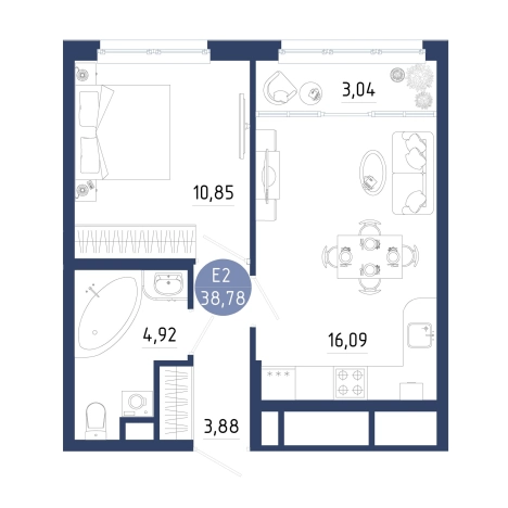 Купить однокомнатную квартиру на улице проезд Бульвар Оптимистов в Рязанской области. Вариант № 102284, 0, площадь -  квм, цена 4691217 рублей