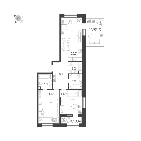 Купить двухкомнатную квартиру в ЖК Shagal в Москве. Вариант № 164600, 0, площадь -  квм, цена 39685219 рублей