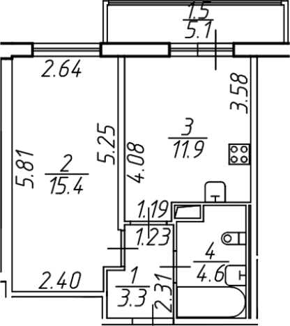 Купить однокомнатную квартиру в ЖК Лампо в Мурине. Вариант № 9141624, 0, площадь -  квм, цена 5156881 рублей