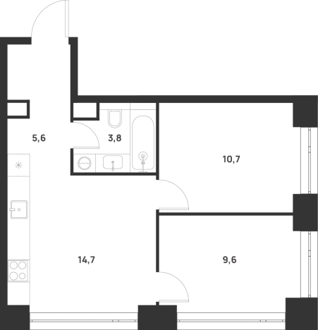 Купить двухкомнатную квартиру у метро Новохохловская в Москве. Вариант № 154735, 0, площадь -  квм, цена 24832000 рублей