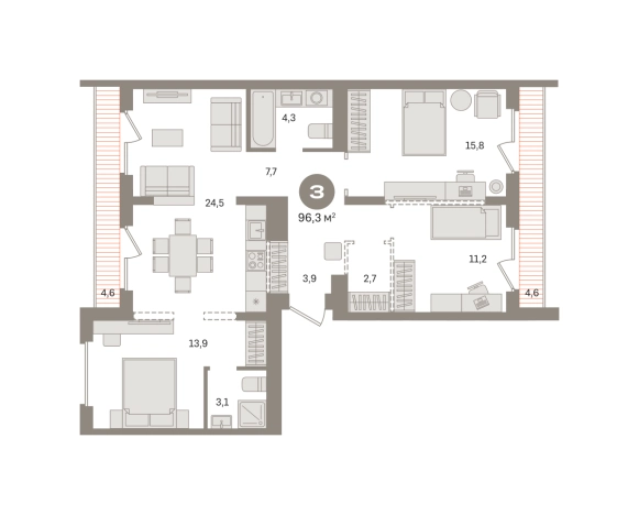 Купить трехкомнатную квартиру у метро Домодедовская в Видном. Вариант № 10048501, 0, площадь -  квм, цена 16800000 рублей