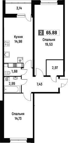 Купить двухкомнатную квартиру на улице Ручьёвский проспект в Мурине. Вариант № 8064714, 0, площадь -  квм, цена 10864988 рублей