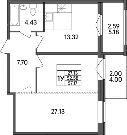 Купить однокомнатную квартиру в новостройках на улице Рождественская в Ленинградской области. Вариант № 7601436, 0, площадь -  квм, цена 7317760 рублей