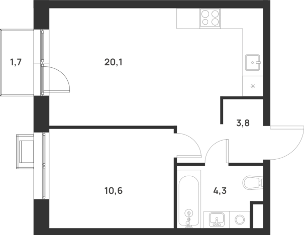 Купить однокомнатную квартиру в новостройках у метро Корниловская в Москве. Вариант № 10416803, 0, площадь -  квм, цена 12069651 рублей