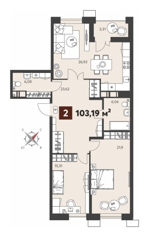 Купить двухкомнатную квартиру в ЖК Жилой комплекс "Ньютон" в Пензе. Вариант № 81455, 0, площадь - квм, цена 13920340 рублей
