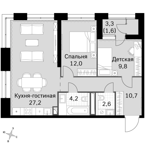 . Вариант № 131396, 0, площадь - 68.1 квм, цена 31026360 рублей