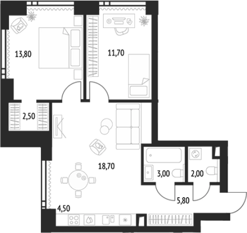 Купить двухкомнатную квартиру у метро Бутырская в Москве. Вариант № 93727, 0, площадь -  квм, цена 36476293 рублей