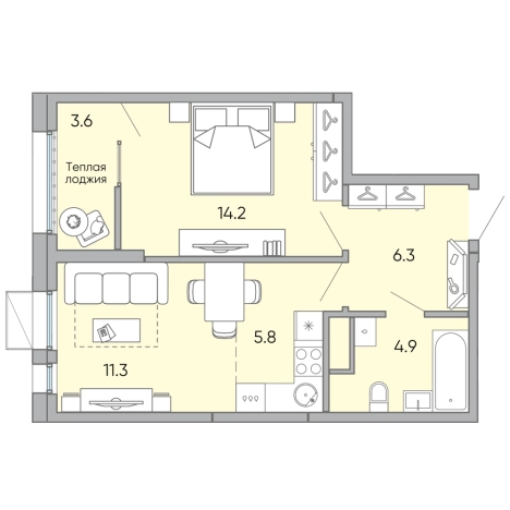 Купить двухкомнатную квартиру в ЖК мкр. Хороший в Чите. Вариант № 151993, 0, площадь -  квм, цена 7410600 рублей