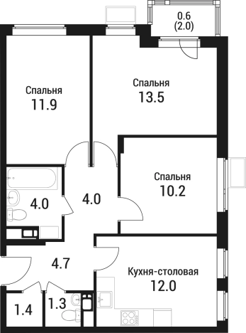 Купить трехкомнатную квартиру в ЖК Дом в Малаховке в Московской области. Вариант № 131783, 0, площадь -  квм, цена 12012060 рублей