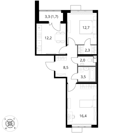 Купить двухкомнатную квартиру в ЖК 1-й Шереметьевский в Химках. Вариант № 9825744, 0, площадь -  квм, цена 20610080 рублей