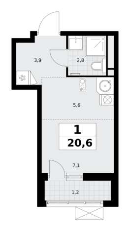 Купить однокомнатную квартиру у метро Аэропорт Внуково в Москве. Вариант № 2206573, 0, площадь -  квм, цена 8529018 рублей