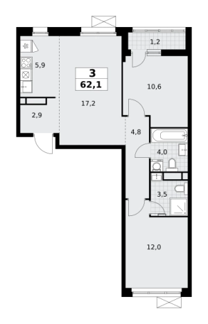 Купить трехкомнатную квартиру в ЖК Родные кварталы в Москве. Вариант № 252876, 0, площадь -  квм, цена 16037325 рублей