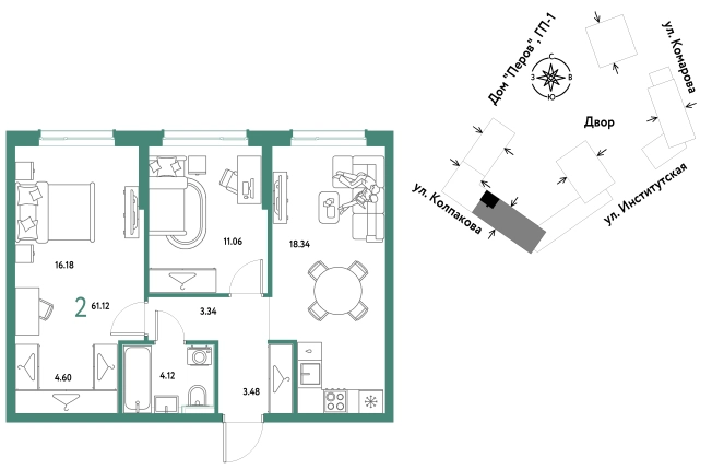 Купить двухкомнатную квартиру в ЖК Страна.Парковая в Мытищах. Вариант № 10440819, 0, площадь -  квм, цена 26546667 рублей