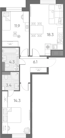 Купить трехкомнатную квартиру на улице Партизанская в Санкт-Петербурге. Вариант № 6243715, 0, площадь -  квм, цена 18495092 рублей