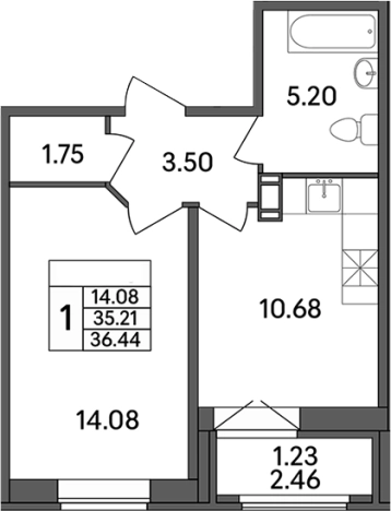 Купить однокомнатную квартиру в новостройках на улице Рождественская в Ленинградской области. Вариант № 7601202, 0, площадь -  квм, цена 4846520 рублей