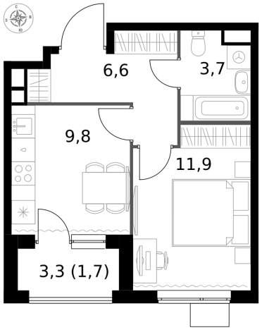 Купить однокомнатную квартиру у метро Щелковская в Москве. Вариант № 9715080, 0, площадь -  квм, цена 17338650 рублей