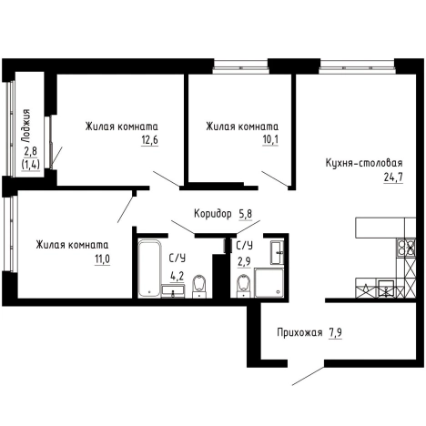 Купить квартиру в ЖК "7Я" в Владивостоке. Вариант № 9769344, 0, площадь -  квм, цена 18336500 рублей