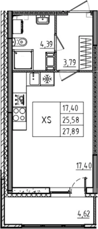 . Вариант № 6217540, 0, площадь - 25.58 квм, цена 4597187 рублей