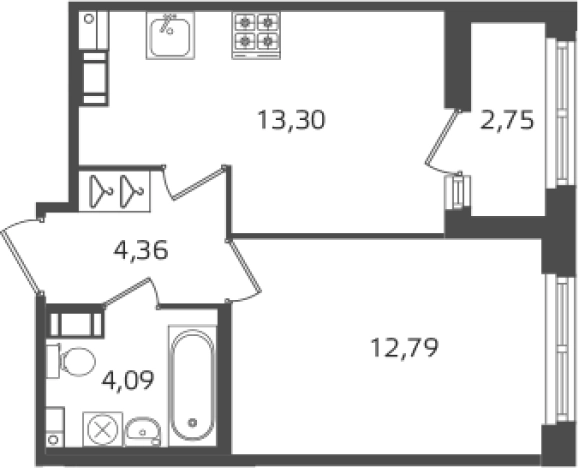 . Вариант № 6241732, 0, площадь - 34.54 квм, цена 11639980 рублей