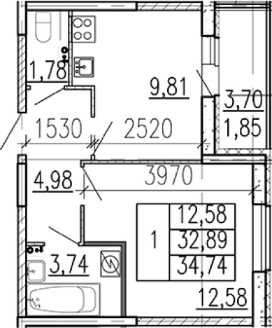 Купить однокомнатную квартиру в ЖК Высота в Ленинградской области. Вариант № 9095581, 0, площадь -  квм, цена 4943340 рублей