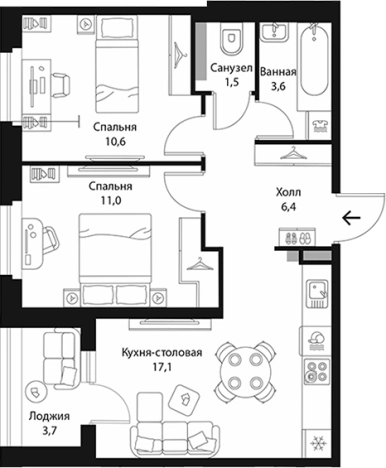 Купить трехкомнатную квартиру в ЖК Экография в Ленинградской области. Вариант № 7829487, 0, площадь -  квм, цена 11983000 рублей
