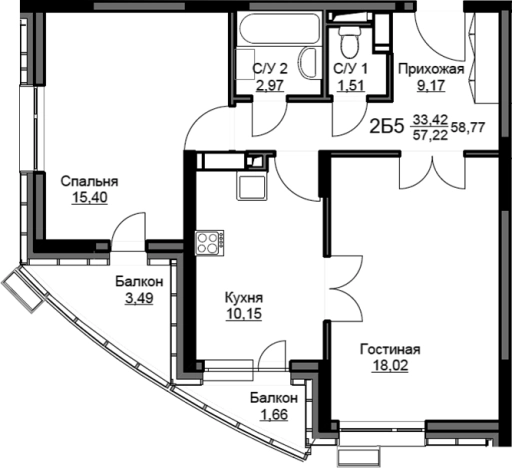Купить двухкомнатную квартиру в Щёлкове. Вариант № 156444, 0, площадь -  квм, цена 8697960 рублей