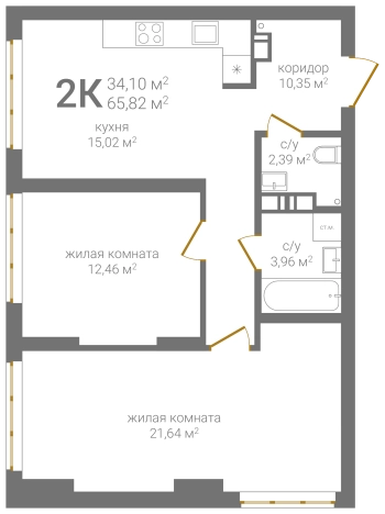 Купить двухкомнатную квартиру в новостройках в ЖК Печерский д.3 в Нижнем Новгороде. Вариант № 137476, 0, площадь -  квм, цена 11255220 рублей