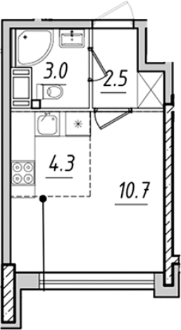 Купить Студию в районе Адмиралтейский в Санкт-Петербурге. Вариант № 6641553, 0, площадь -  квм, цена 10426587 рублей