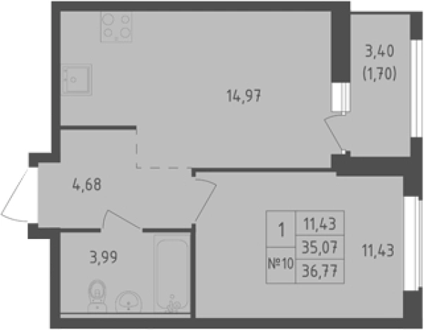 Купить однокомнатную квартиру в ЖК Южная Нева в Ленинградской области. Вариант № 7833642, 0, площадь -  квм, цена 6379669 рублей