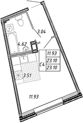 Купить Студию в Ленинградской области. Вариант № 75488, 0, площадь -  квм, цена 3956000 рублей