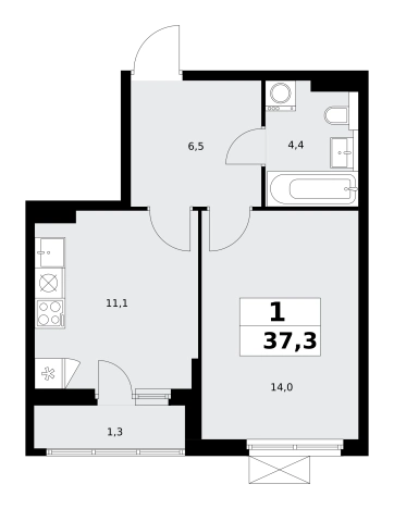 Купить однокомнатную квартиру у метро Потапово в Москве. Вариант № 99648, 0, площадь -  квм, цена 13004645 рублей