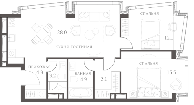 Купить трехкомнатную квартиру в районе Филёвский Парк в Москве. Вариант № 85619, 0, площадь -  квм, цена 46626920 рублей