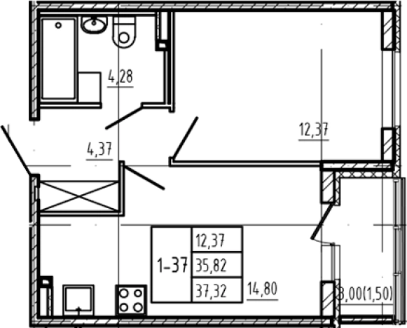 Купить однокомнатную квартиру в новостройках в Сертолове. Вариант № 6963528, 0, площадь -  квм, цена 6904200 рублей