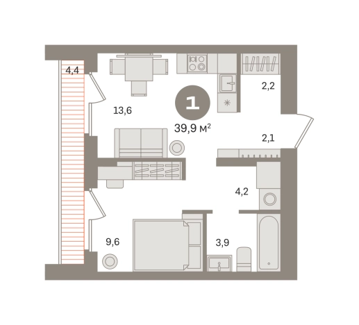 . Вариант № 8529808, 0, площадь - 39.85 квм, цена 8850000 рублей