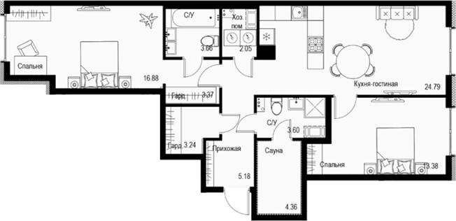 . Вариант № 4829494, 0, площадь - 80.51 квм, цена 72459000 рублей
