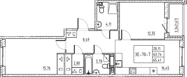Купить трехкомнатную квартиру в ЖК Энфилд в Ленинградской области. Вариант № 7830552, 0, площадь - квм, цена 11273414 рублей