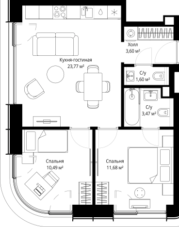 Купить двухкомнатную квартиру в СЗАО в Москве. Вариант № 144127, 0, площадь - квм, цена 30768704 рублей