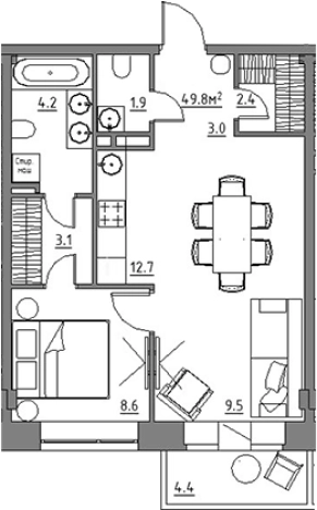 Купить двухкомнатную квартиру в районе Расторгуево в Видном. Вариант № 3573337, 0, площадь -  квм, цена 8524984 рублей