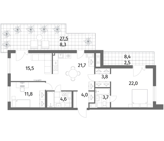 Купить многокомнатную квартиру в новостройках в ЖК Парусная 1 в Санкт-Петербурге. Вариант № 7262597, 0, площадь -  квм, цена 43294000 рублей
