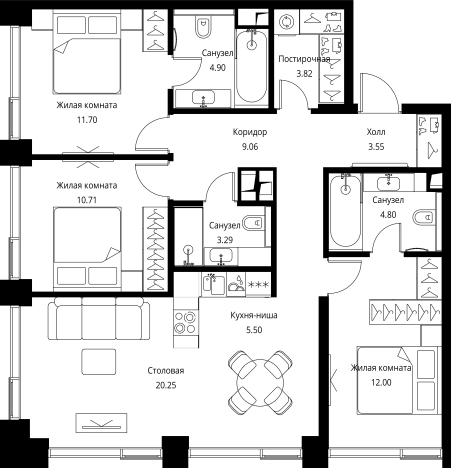 Купить трехкомнатную квартиру в СЗАО в Москве. Вариант № 143457, 0, площадь -  квм, цена 41483065 рублей