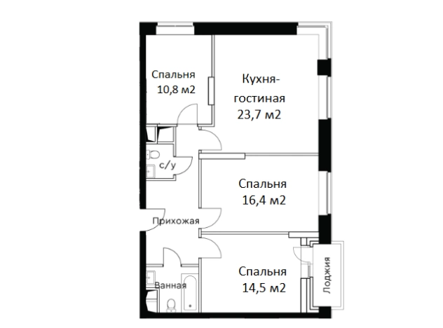 Купить трехкомнатную квартиру в Королёве. Вариант № 3241, 19, площадь - квм, цена 17850000 рублей
